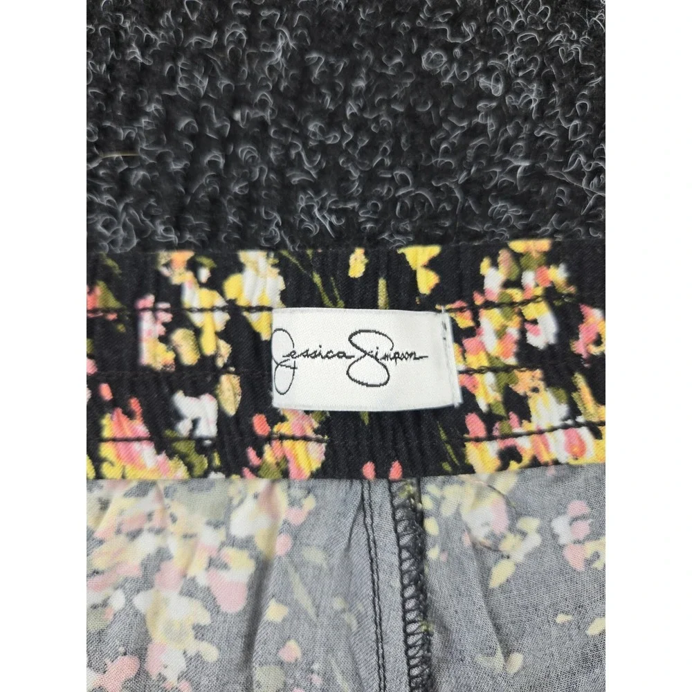 Jessica Simpson Womens Black Yellow Floral Elastic Waist Tapered Pants Large - Picture 2 of 8
